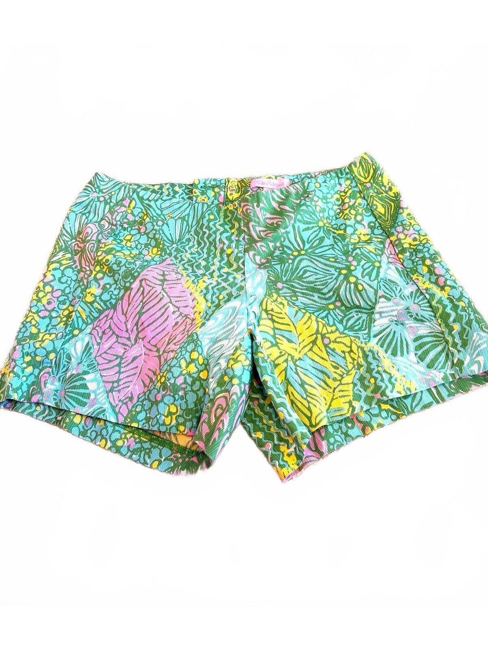 Lilly Pulitzer Deenie Sun Dance Shorts 0 Green Low Rise Button Zip Unlined